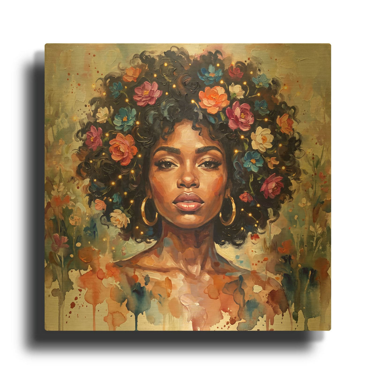 'Crowned Black Beauty III' By Veve Gold Metal Wall Art