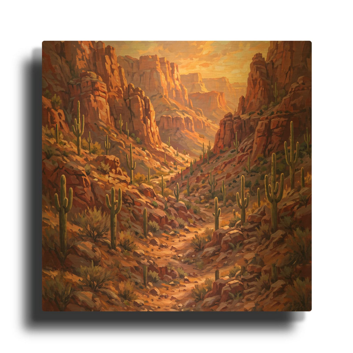 'Desert Canyon' By Veve Gold Metal Wall Art