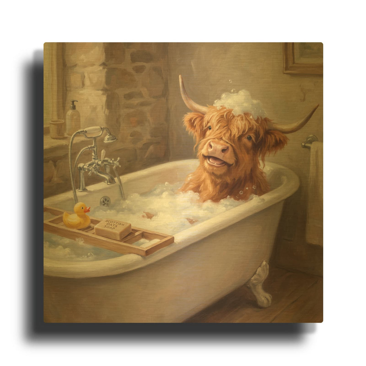 'Ducky's Happy Coo' By Veve Gold Metal Wall Art