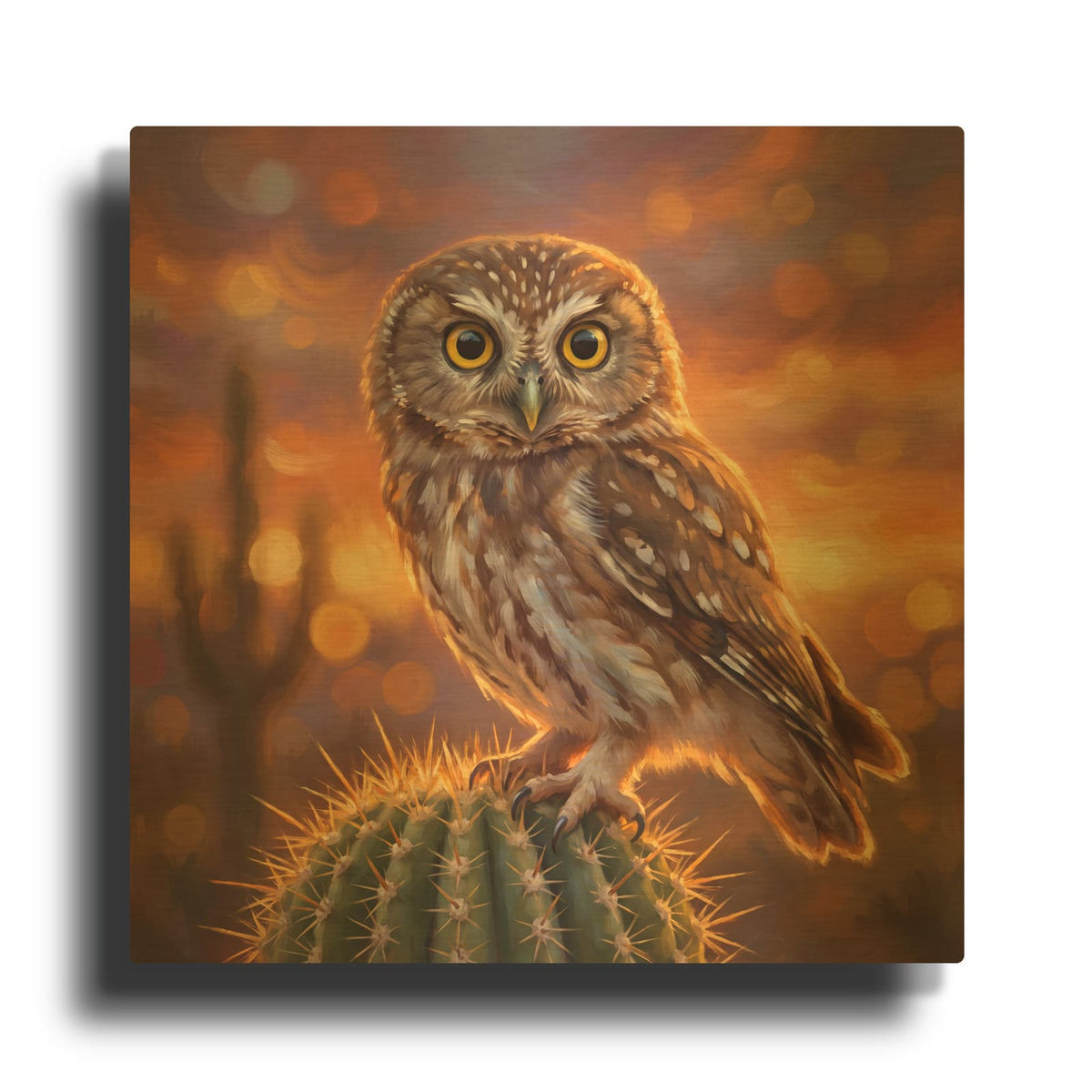 'Elf Owl' By Veve Gold Metal Wall Art