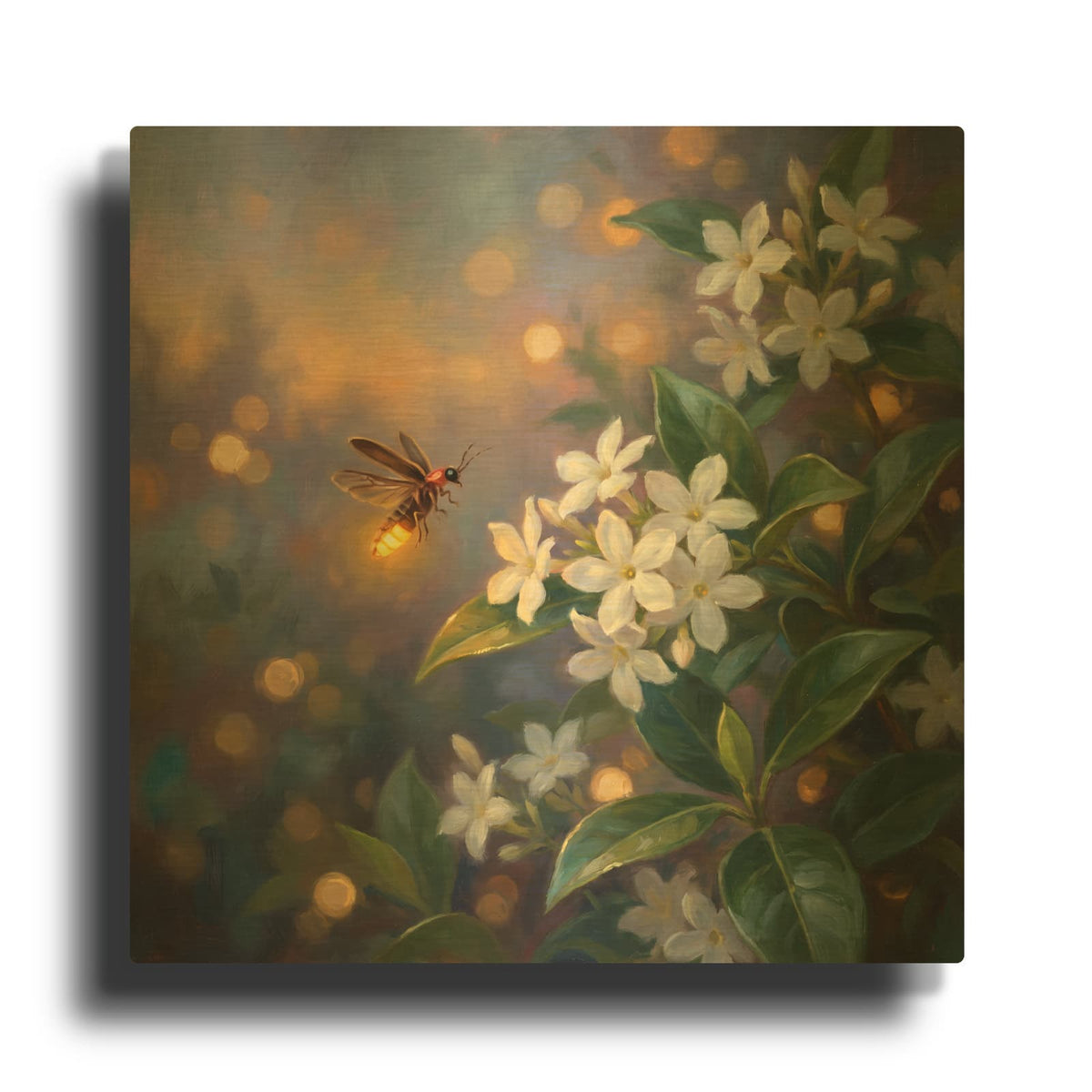 'Firefly and Jasmine' By Veve Gold Metal Wall Art