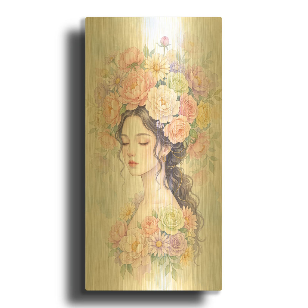 'Floral Portrait II' By Veve Gold Metal Wall Art