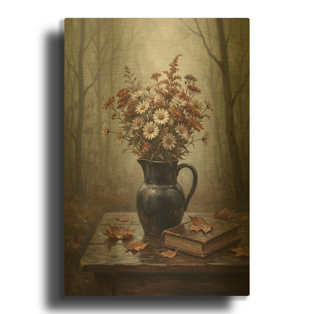 'Flowers in the Mist' By Veve Gold Metal Wall Art