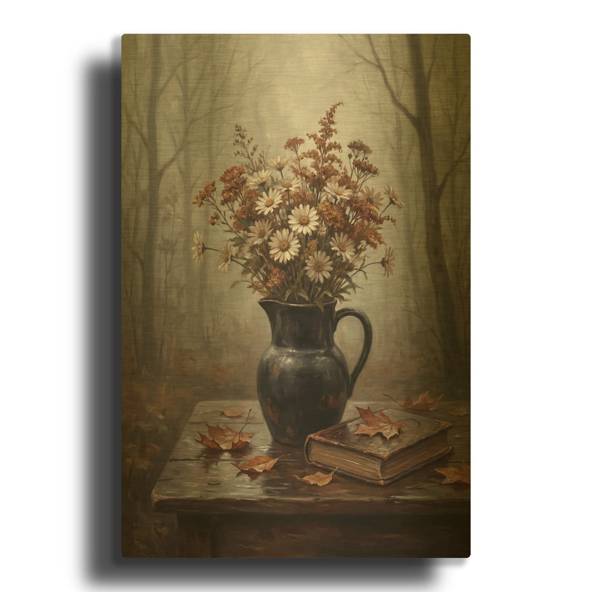 'Flowers in the Mist' By Veve Gold Metal Wall Art