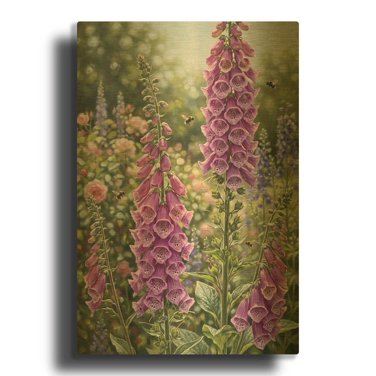 'Foxglove Spires' By Veve Gold Metal Wall Art