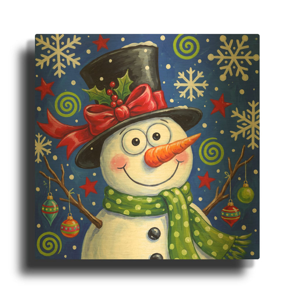 'Frosty's Top Hat' By Veve Gold Metal Wall Art