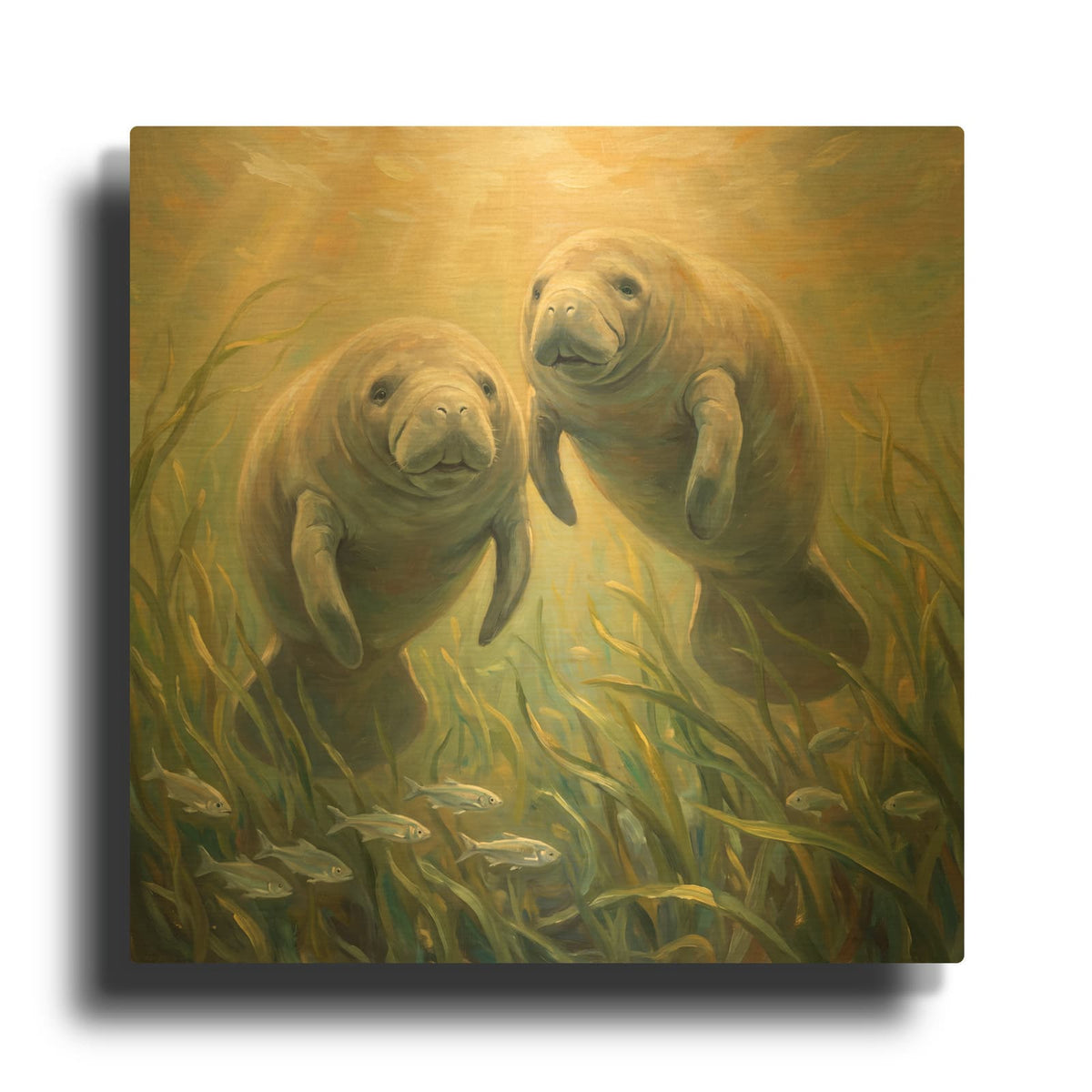 'Gentle Hearts in the Seagrass' By Veve Gold Metal Wall Art