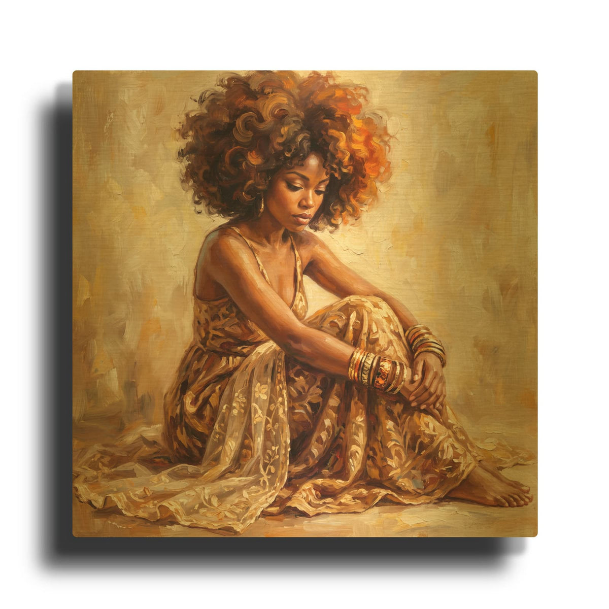 'Golden Afro Soul II' By Veve Gold Metal Wall Art