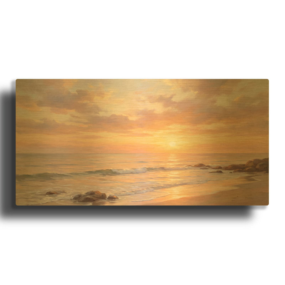 'Golden Horizon Sunset Over the Sea' By Veve Gold Metal Wall Art