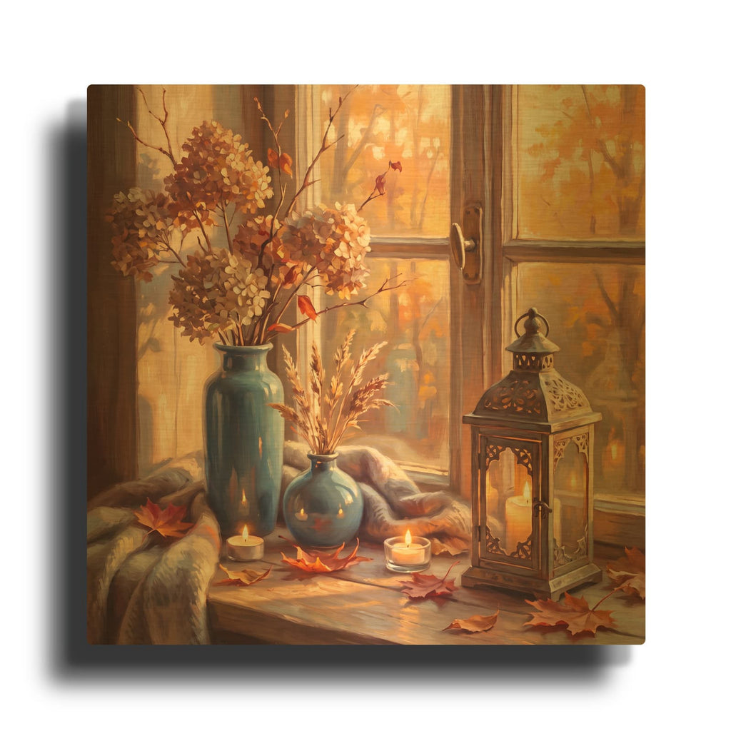 'Golden Hour at the Window' By Veve Gold Metal Wall Art