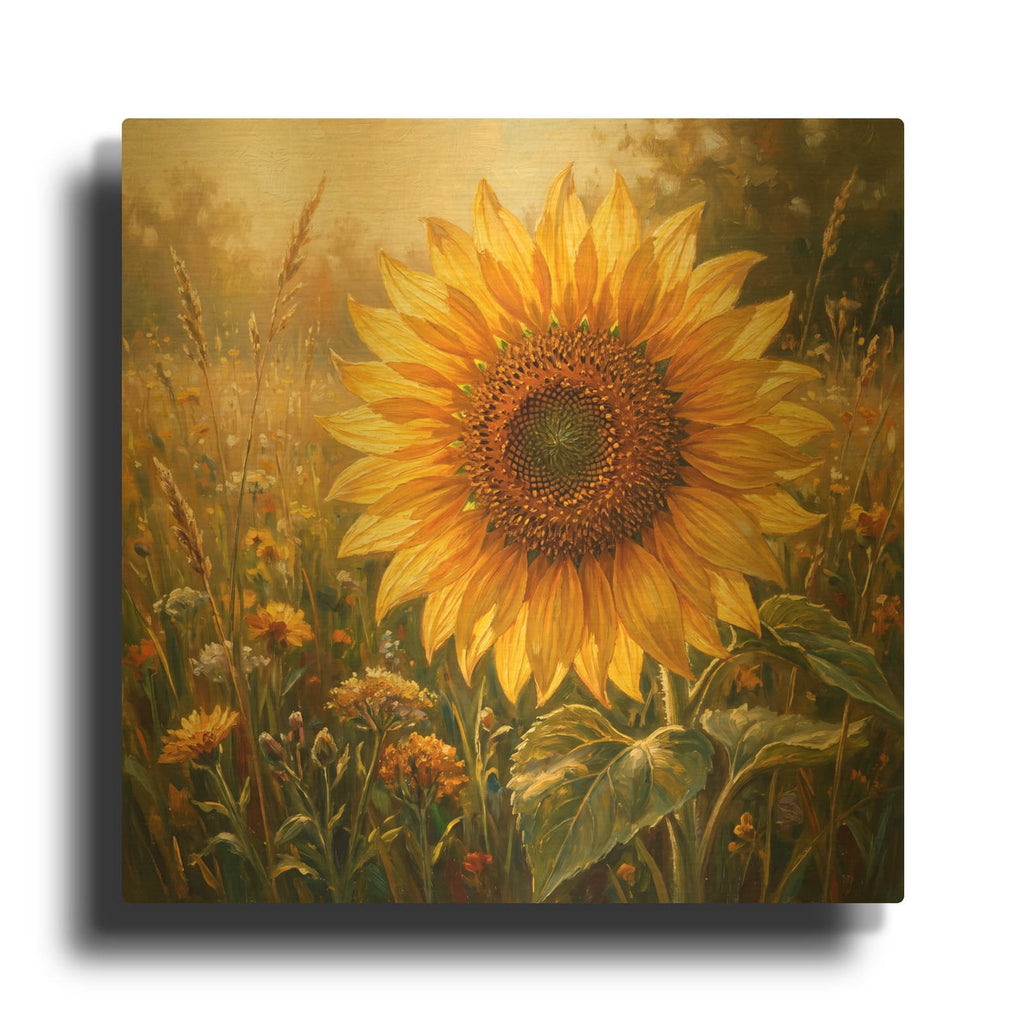 'Golden Sun Bloom' By Veve Gold Metal Wall Art