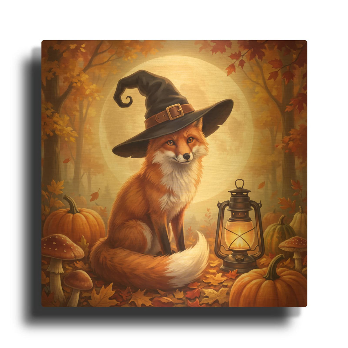 'Halloween Fox Witch' By Veve Gold Metal Wall Art