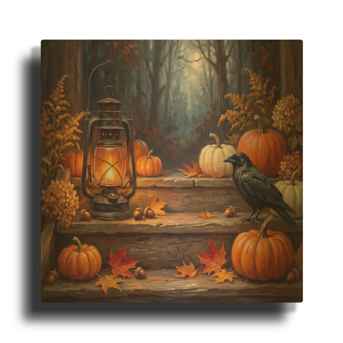 'Halloween Vintage Lantern' By Veve Gold Metal Wall Art