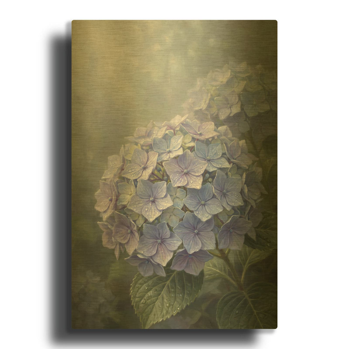'Hydrangea Haze' By Veve Gold Metal Wall Art