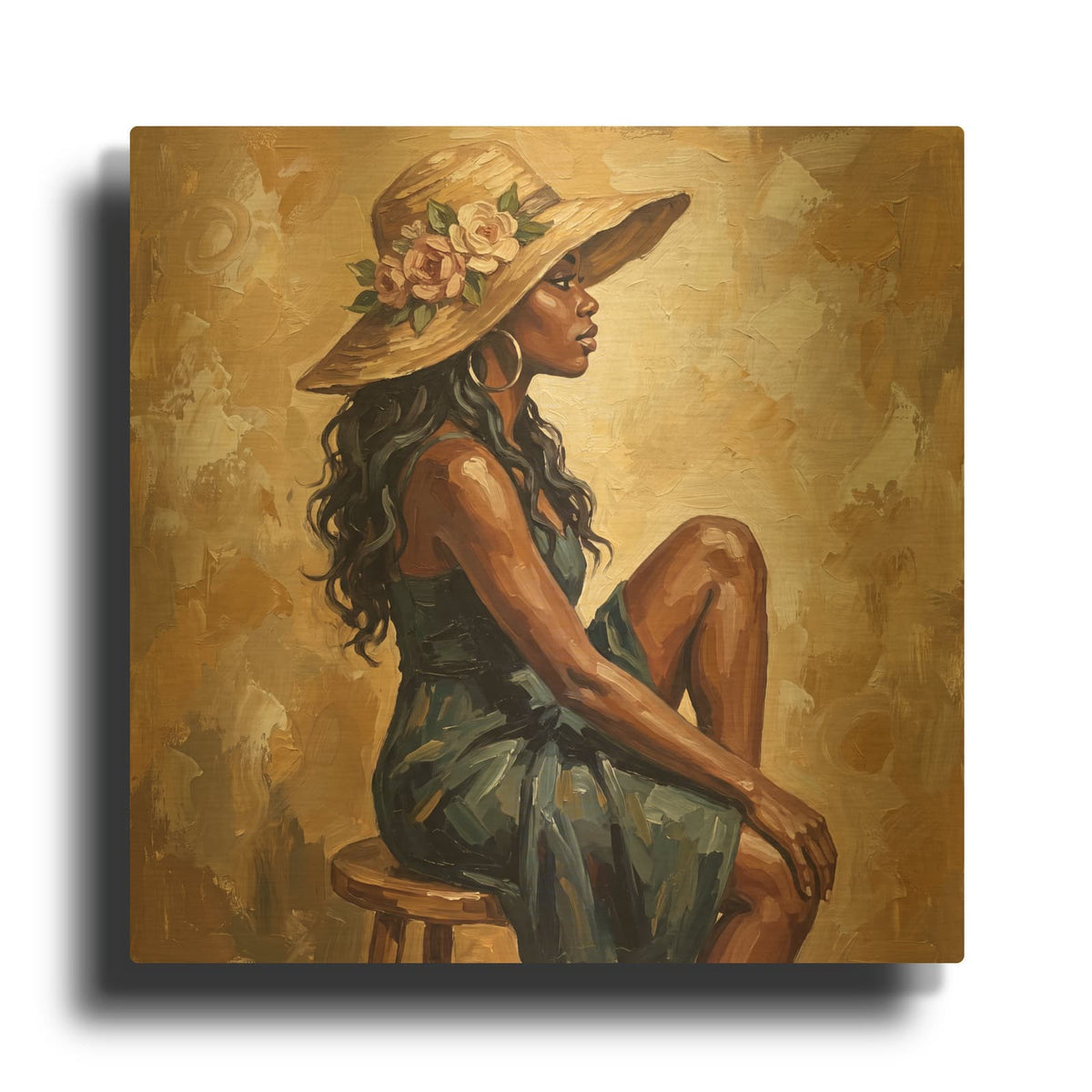 'I Am Enough - Afro Soul' By Veve Gold Metal Wall Art