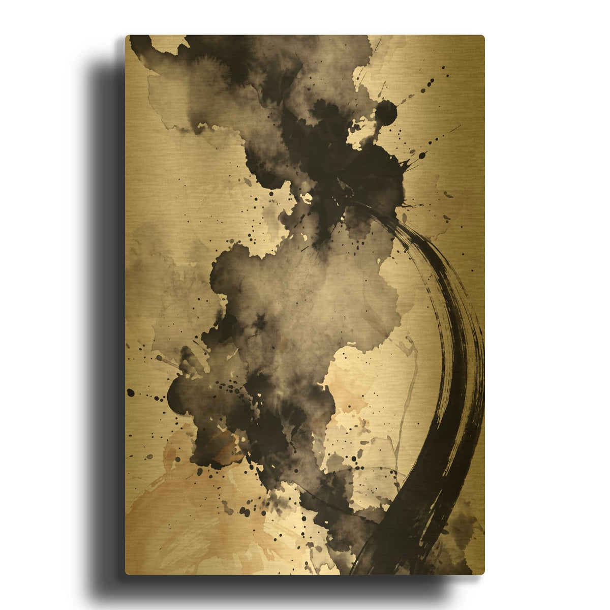 'Ink Serenity' By Veve Gold Metal Wall Art