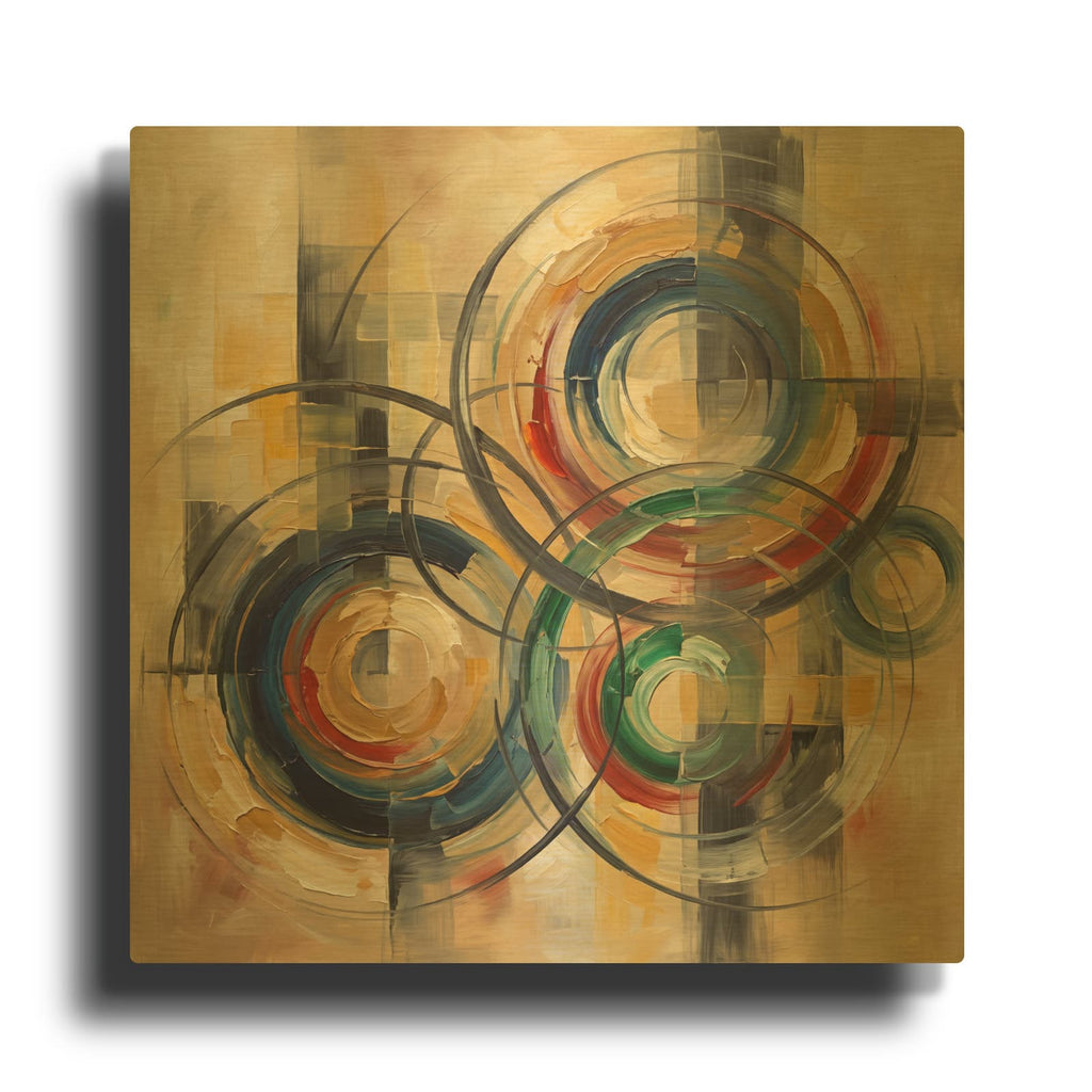 'Interwoven Orbits - Abstract Harmony' By Veve Gold Metal Wall Art