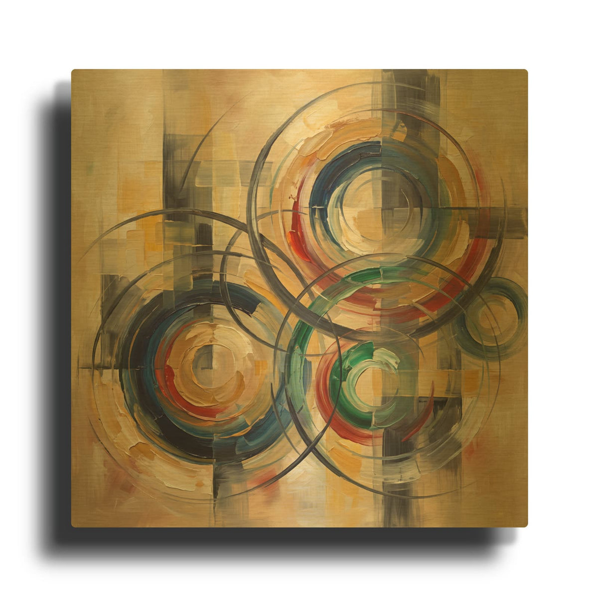 'Interwoven Orbits - Abstract Harmony' By Veve Gold Metal Wall Art