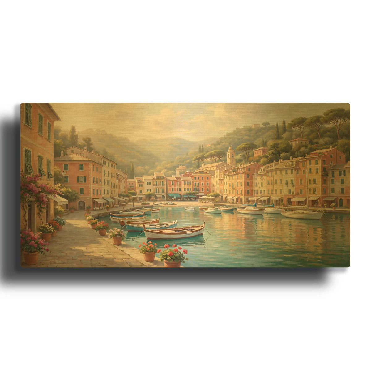 'Italian Harbor' By Veve Gold Metal Wall Art