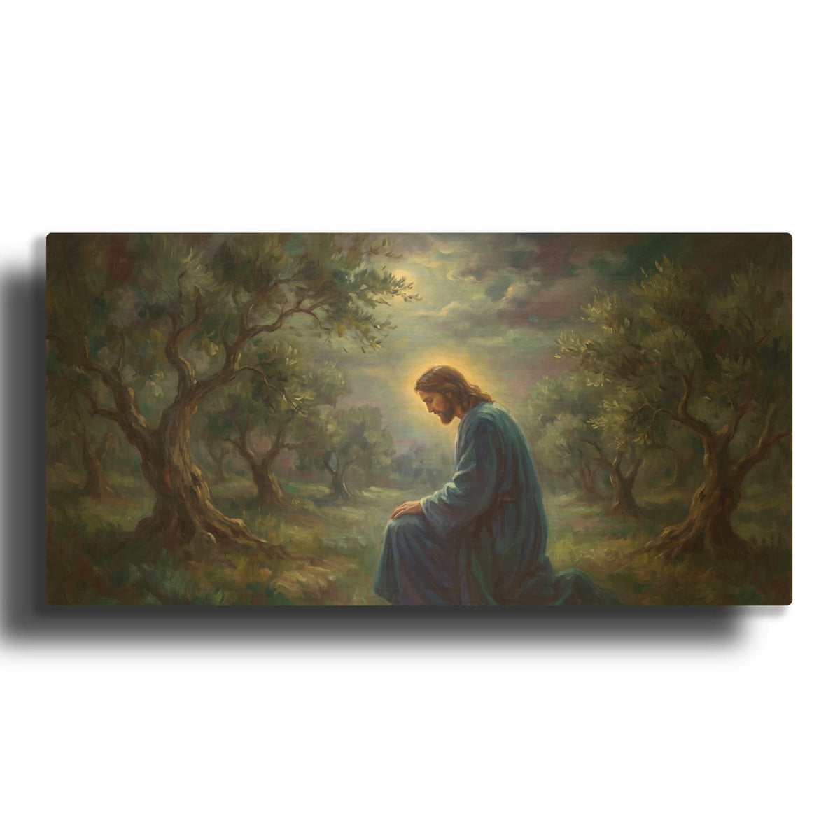 'Jesus Gethsemane Prayer I' By Veve Gold Metal Wall Art