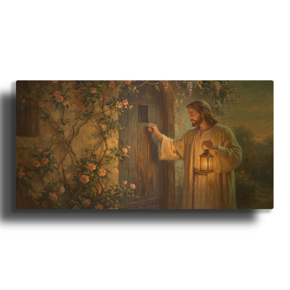 'Jesus Knockig at Door' By Veve Gold Metal Wall Art