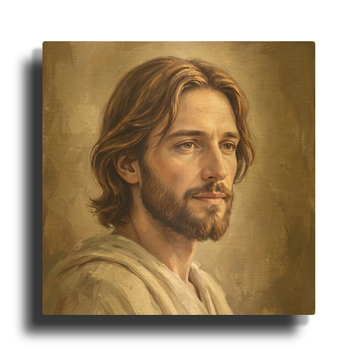 'Jesus Portrait III' By Veve Gold Metal Wall Art