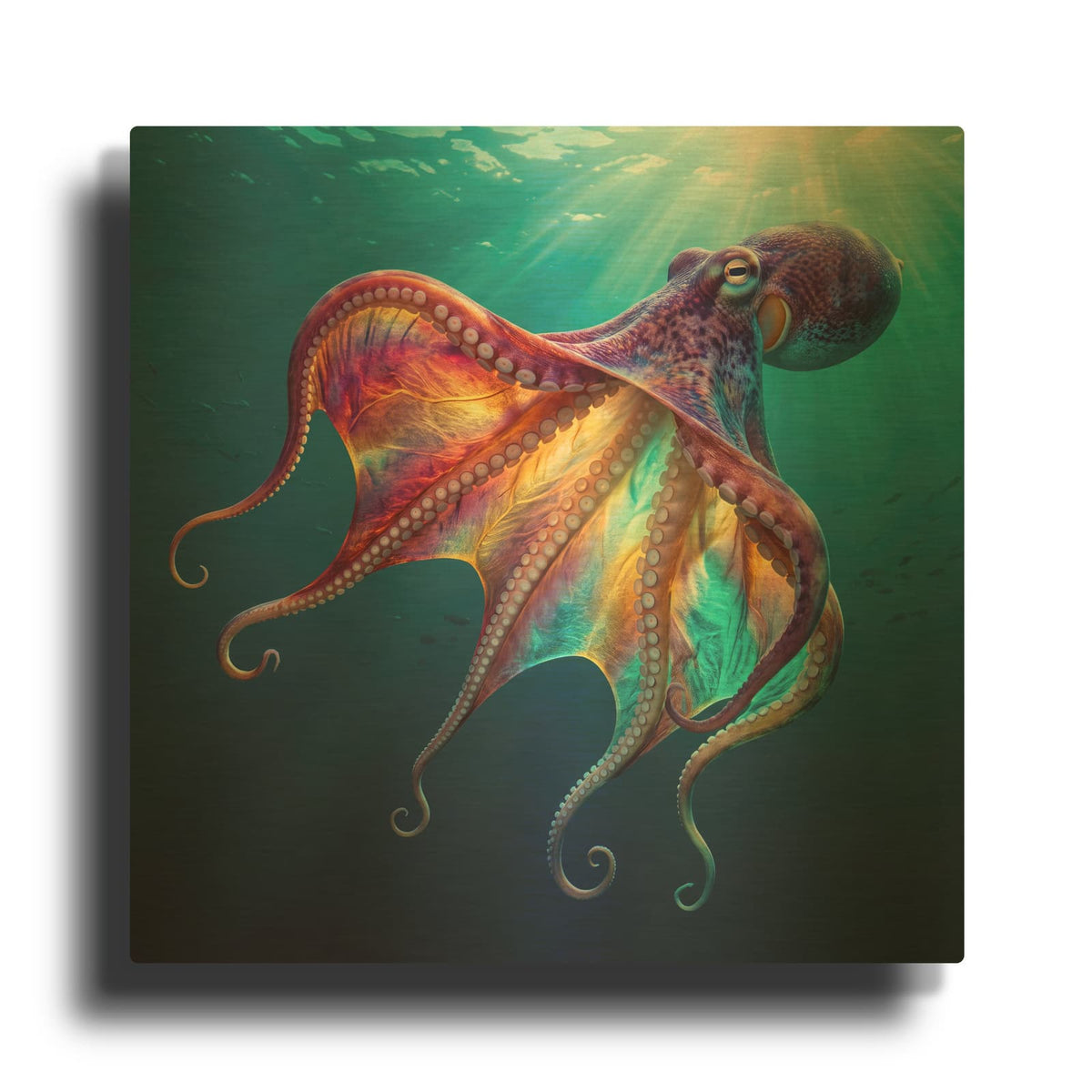'Jewel Toned Blanket Octopus I' By Veve Gold Metal Wall Art