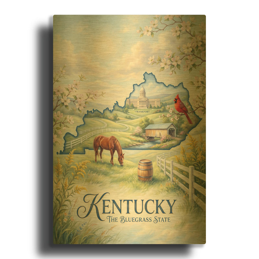 'Kentucky The Bluegrass State II' By Veve Gold Metal Wall Art
