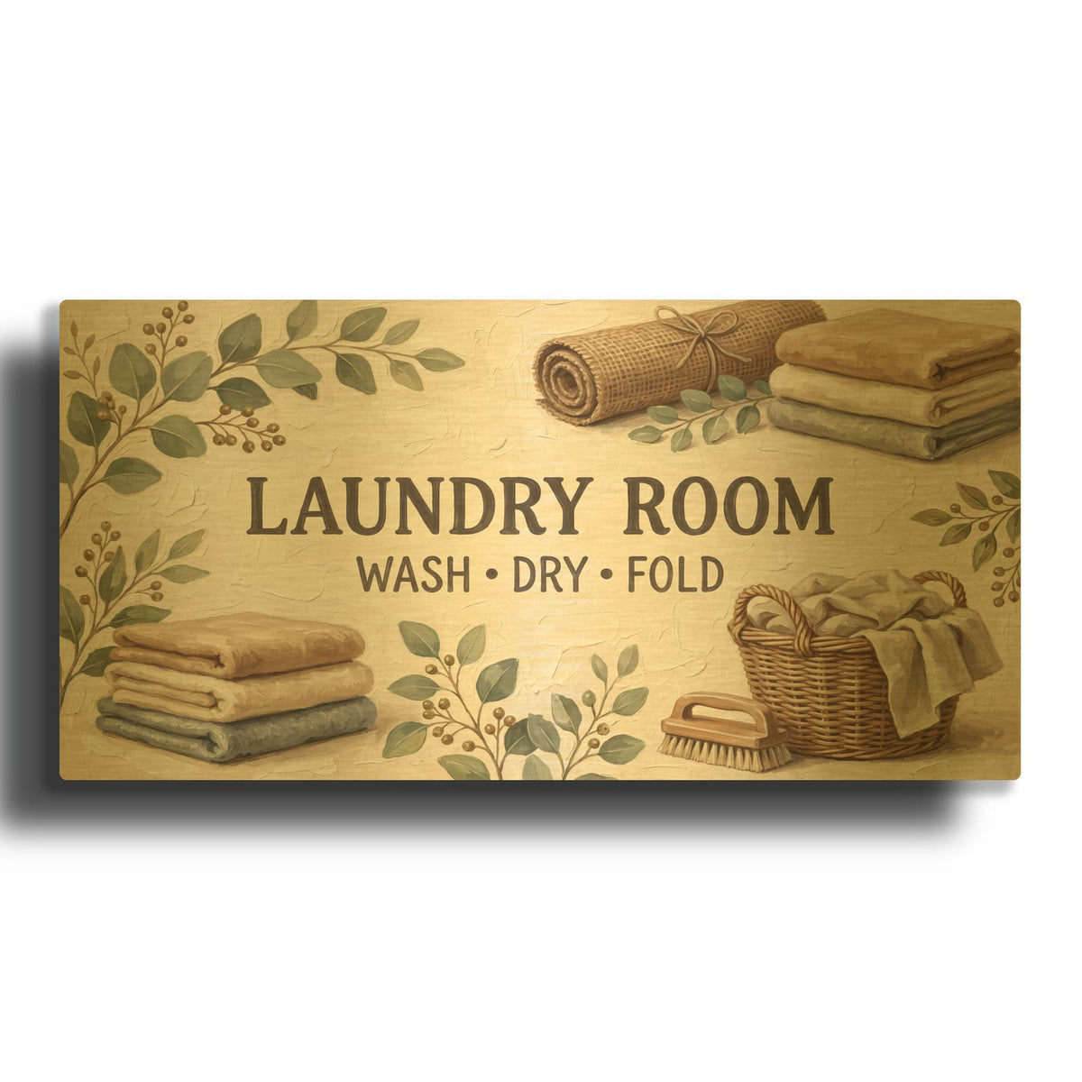 'Laundry Room I' By Veve Gold Metal Wall Art