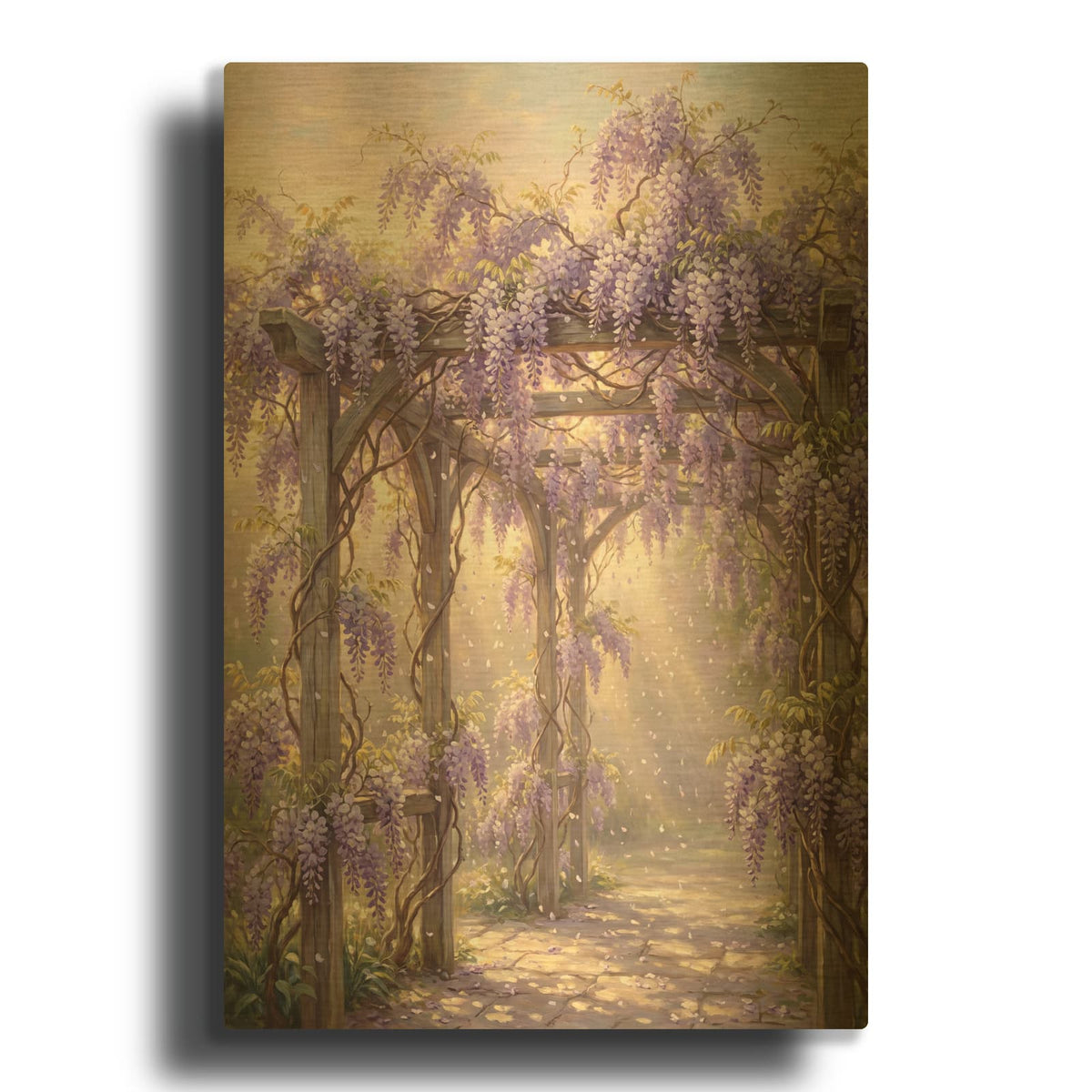 'Lavender Wisteria Rain' By Veve Gold Metal Wall Art