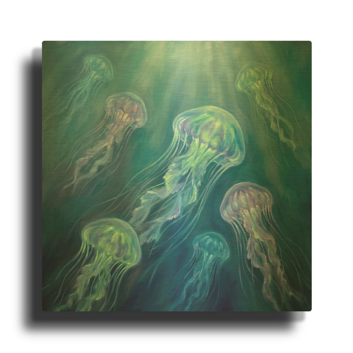 'Luminous Drift' By Veve Gold Metal Wall Art