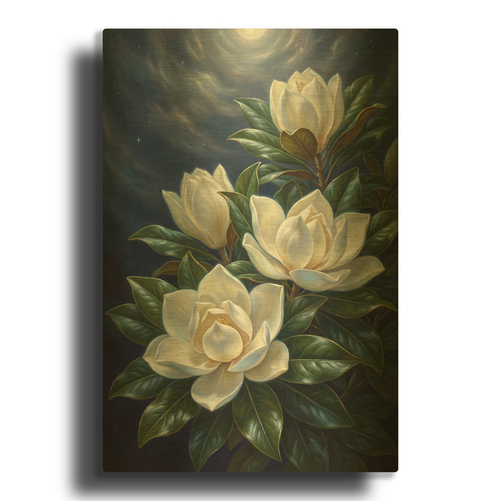 'Magnolia Moonlight' By Veve Gold Metal Wall Art