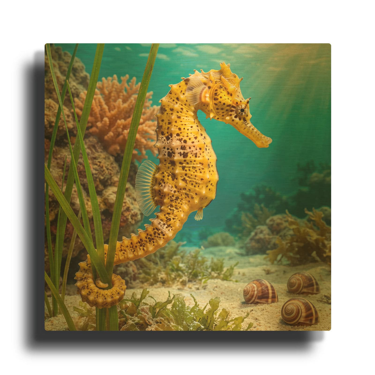 'Majestic Seahorse' By Veve Gold Metal Wall Art