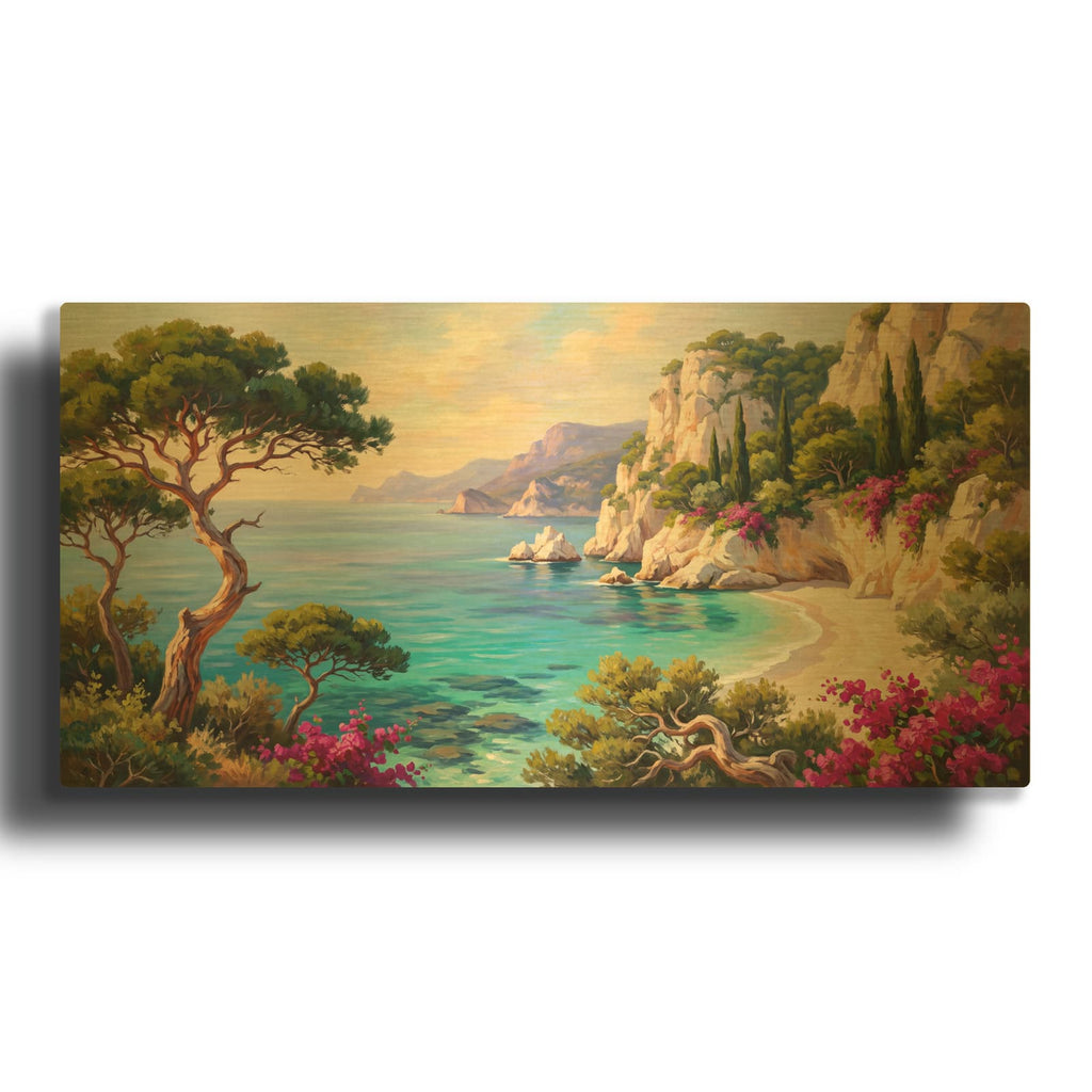 'Mediterranean Paradise Turquoise Coast' By Veve Gold Metal Wall Art