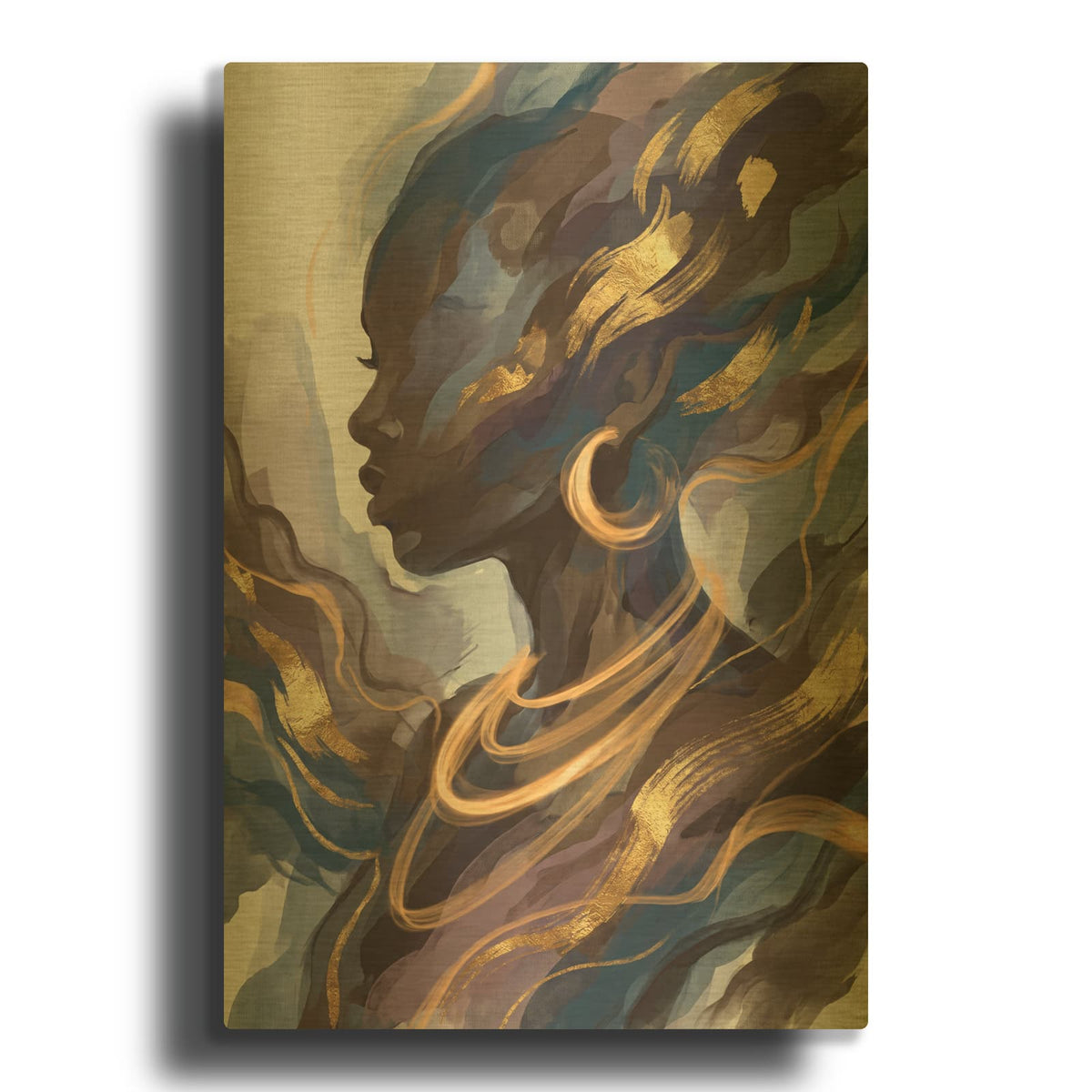 'Melanin Queen Woman in Gold I' By Veve Gold Metal Wall Art