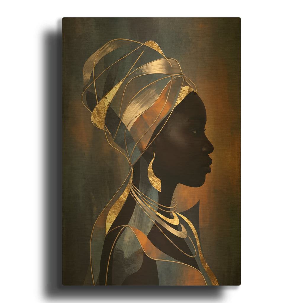 'Melanin Queen Woman in Gold III' By Veve Gold Metal Wall Art