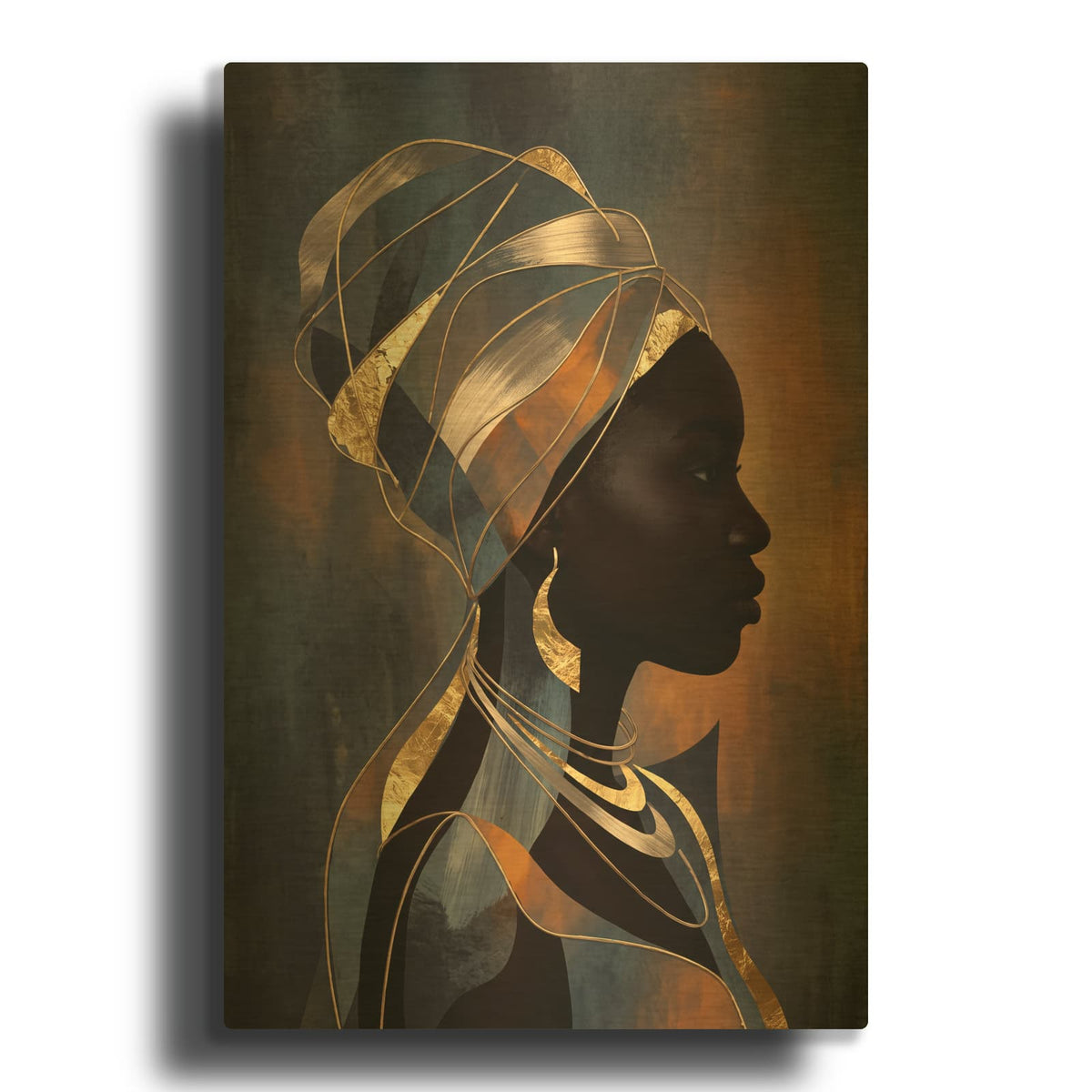 'Melanin Queen Woman in Gold III' By Veve Gold Metal Wall Art