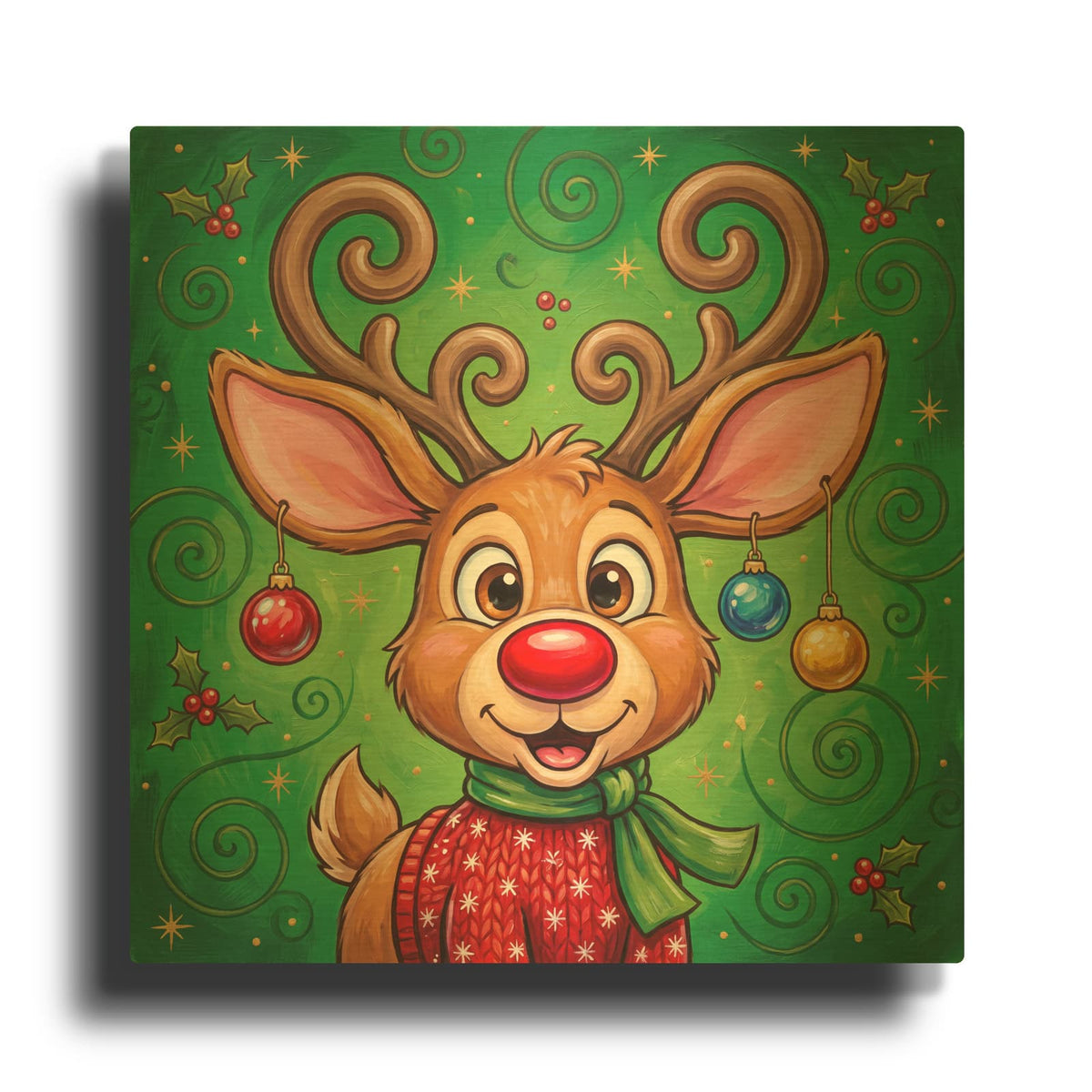 'Merry Little Reindeer' By Veve Gold Metal Wall Art