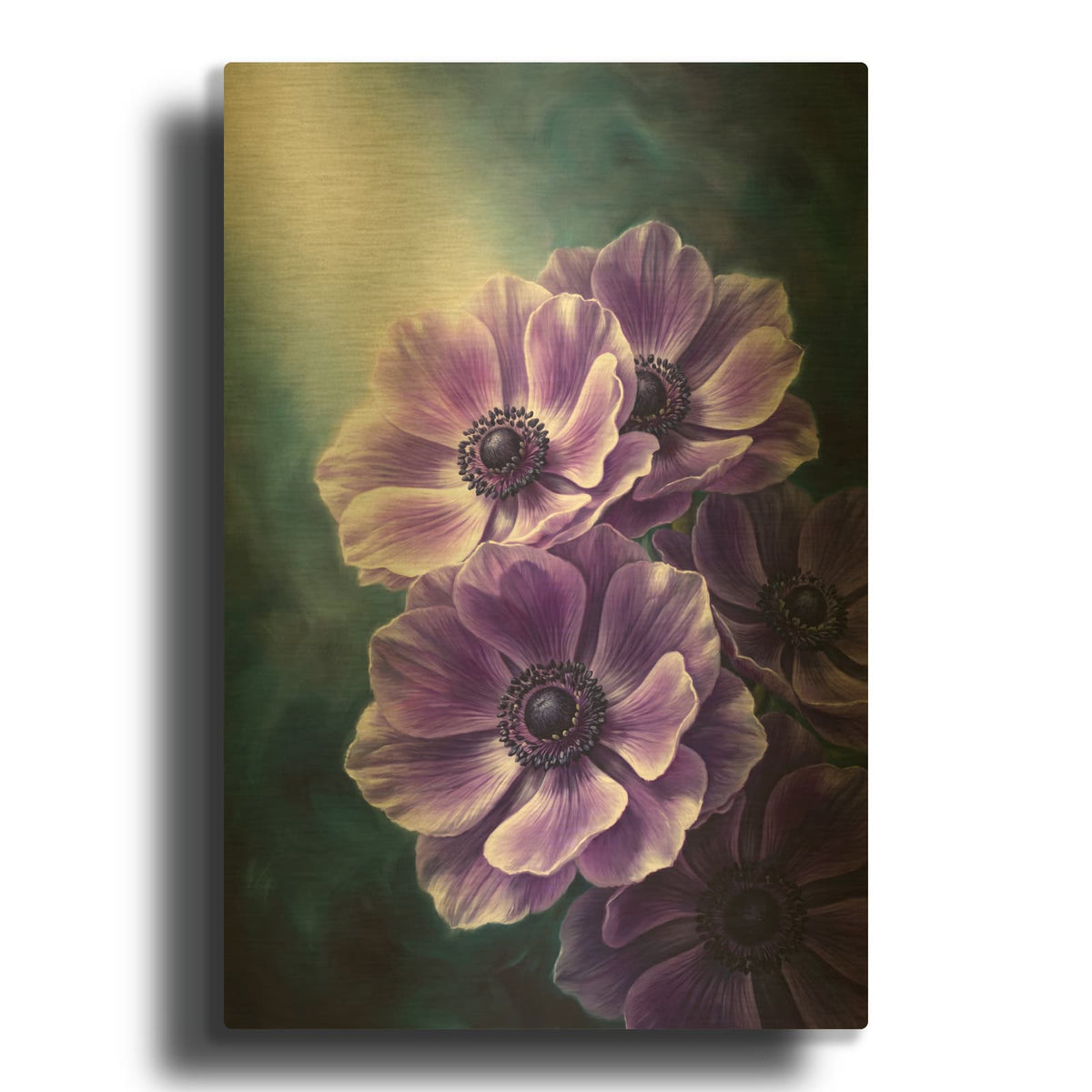 'Midnight Anemone' By Veve Gold Metal Wall Art
