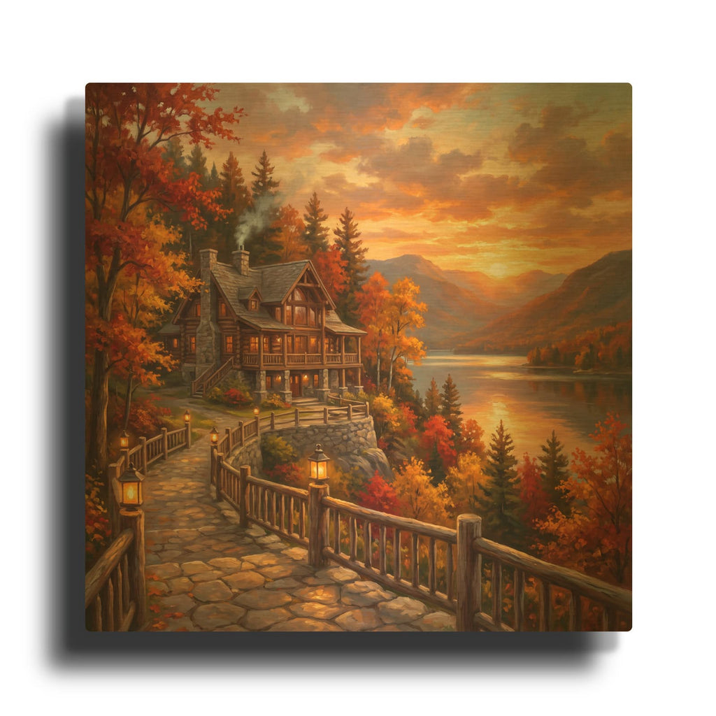 'Mountain Lodge' By Veve Gold Metal Wall Art