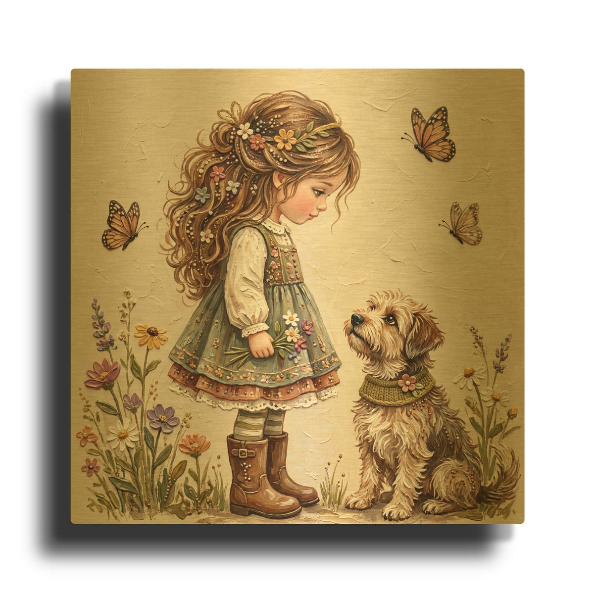 'My Best Friend I' By Veve Gold Metal Wall Art