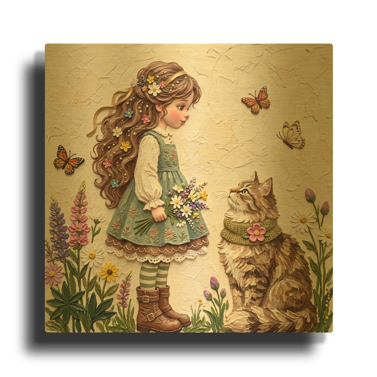 'My Best Friend II' By Veve Gold Metal Wall Art