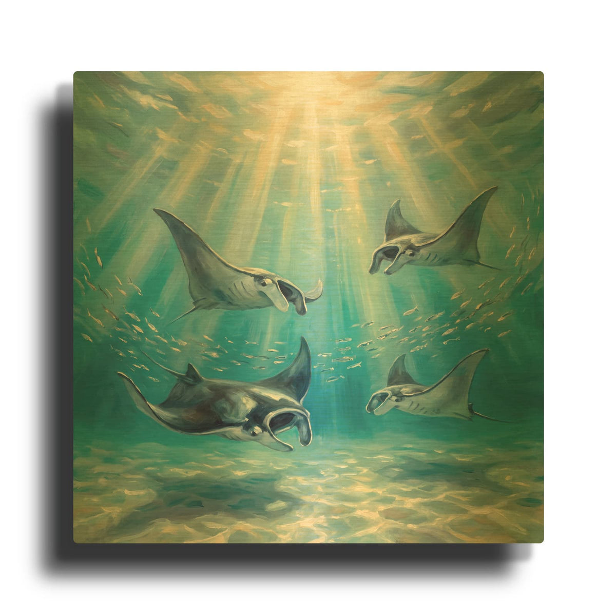 'Ocean Angels Dance of the Manta' By Veve Gold Metal Wall Art