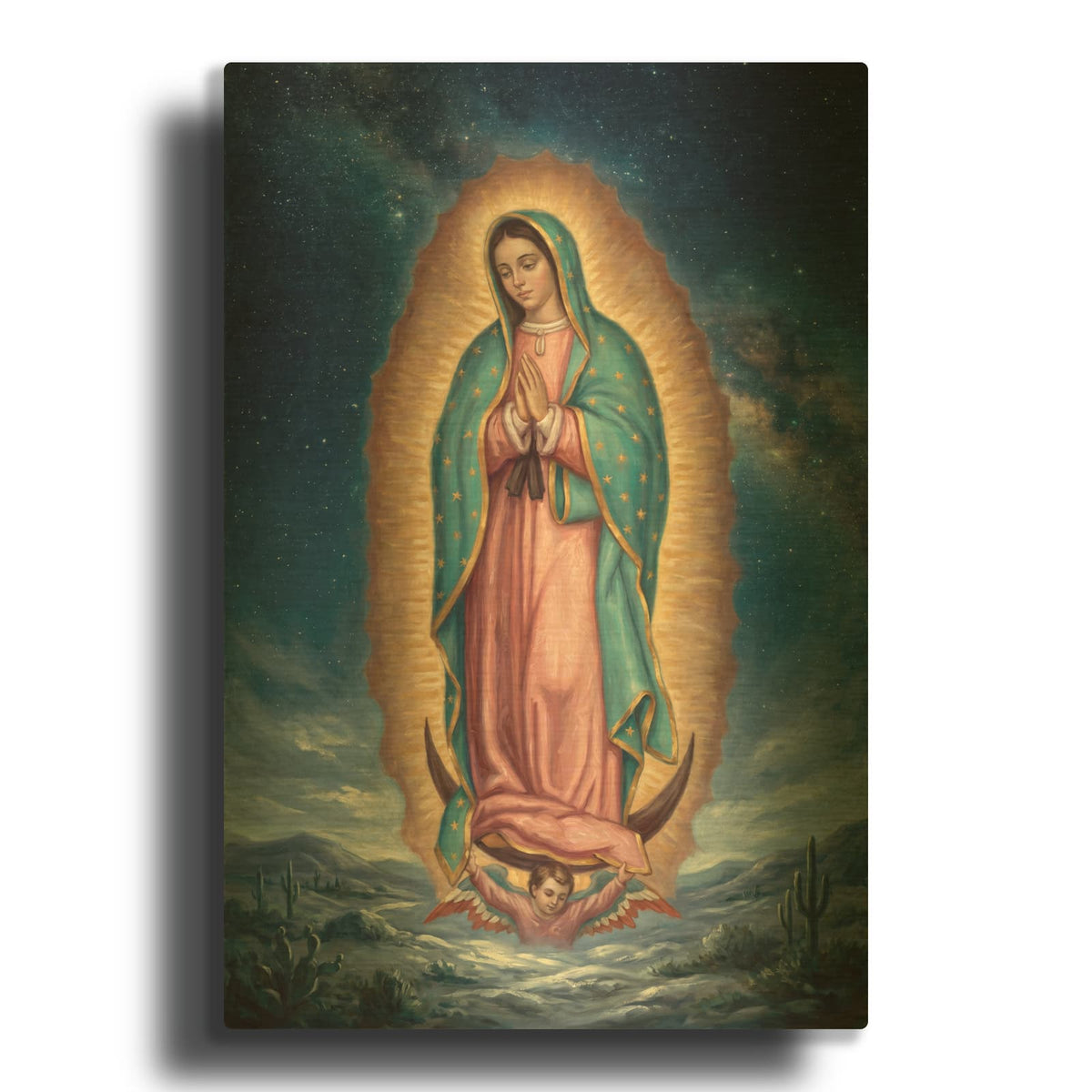 'Our Lady Guadalupe Starry Night' By Veve Gold Metal Wall Art