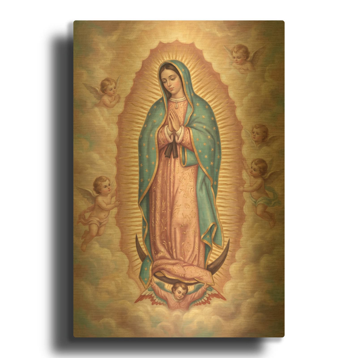 'Our Lady Guadalupe with Angels' By Veve Gold Metal Wall Art