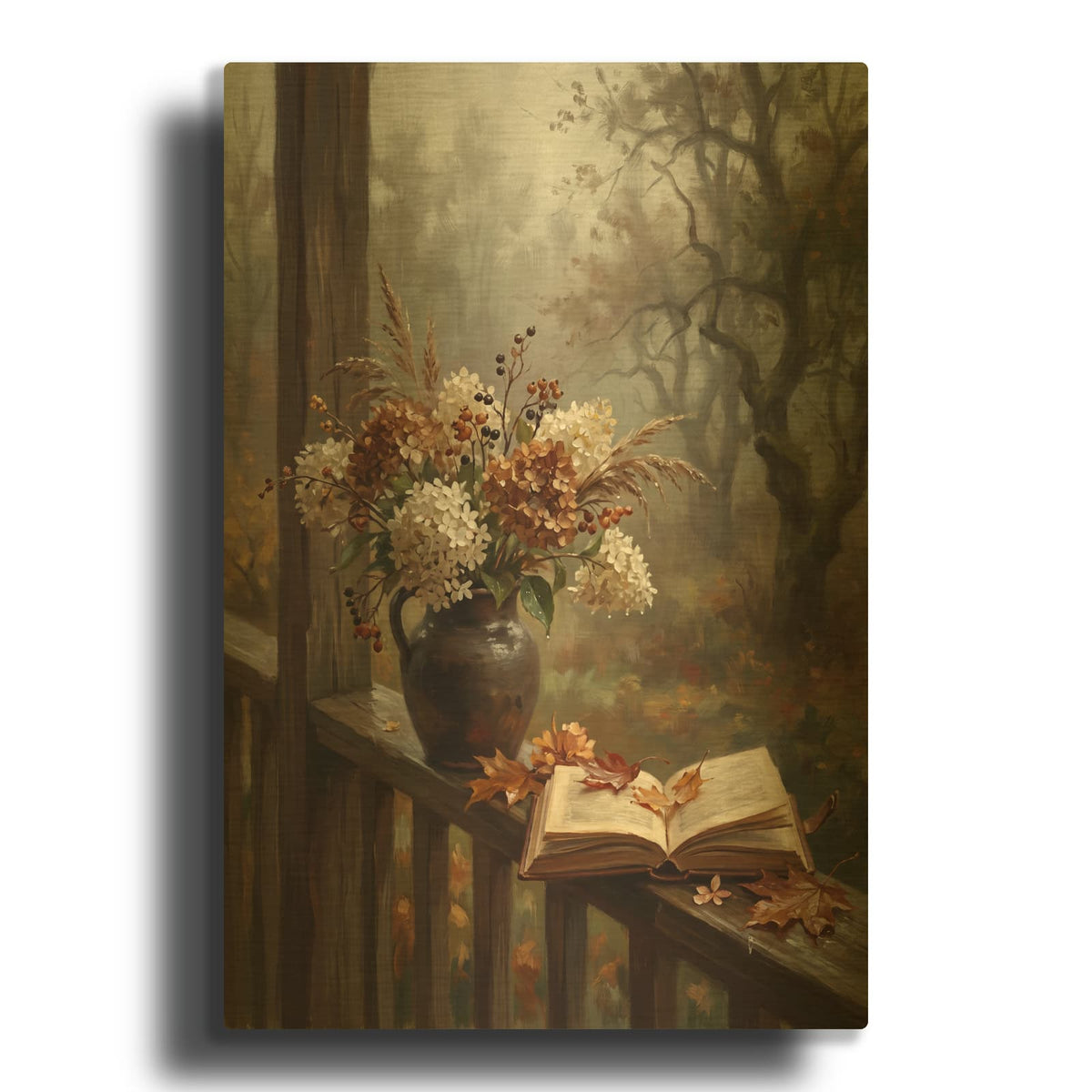 'Pages of Autumn' By Veve Gold Metal Wall Art
