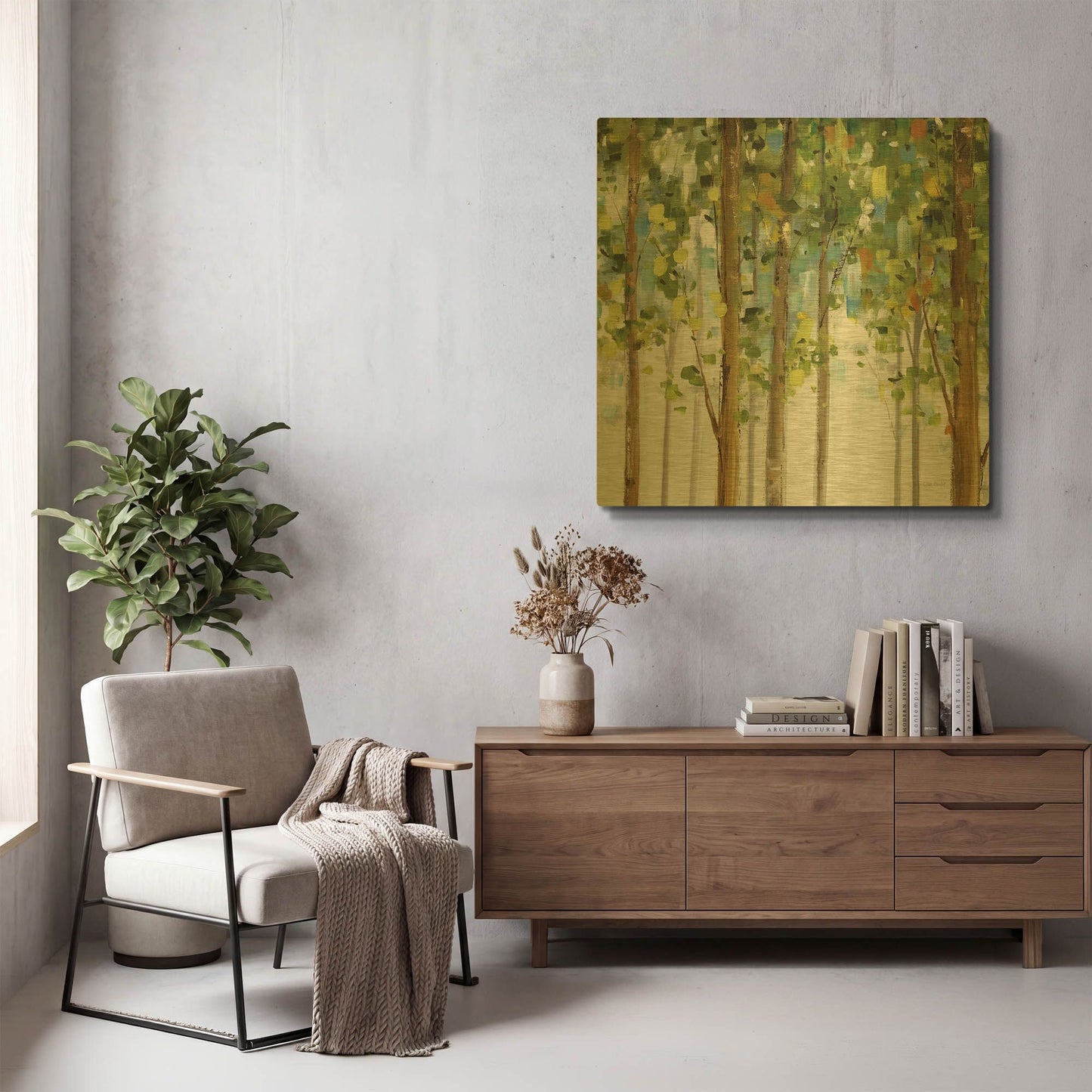 'Forest Study' By Lisa Audit Gold Metal Wall Art