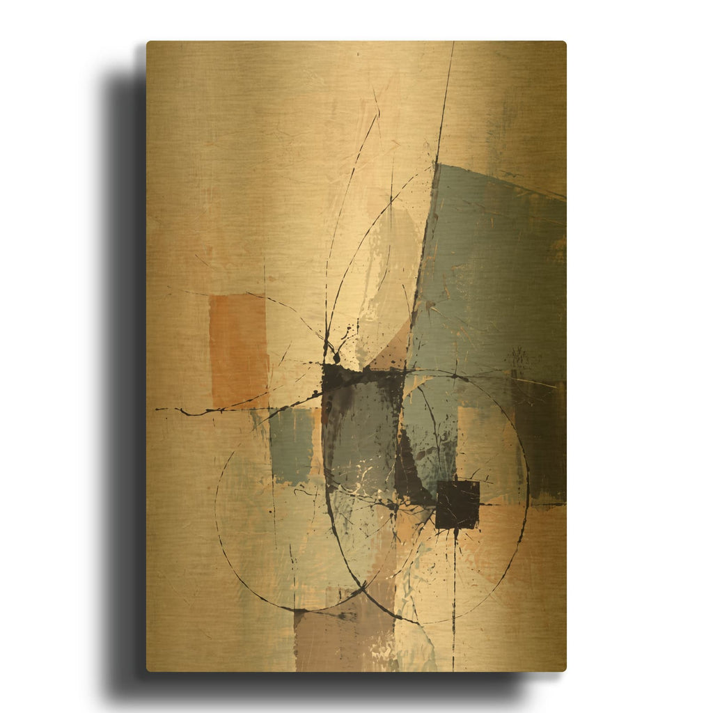 'Peach Circle Study-Quiet Geometry' By Veve Gold Metal Wall Art
