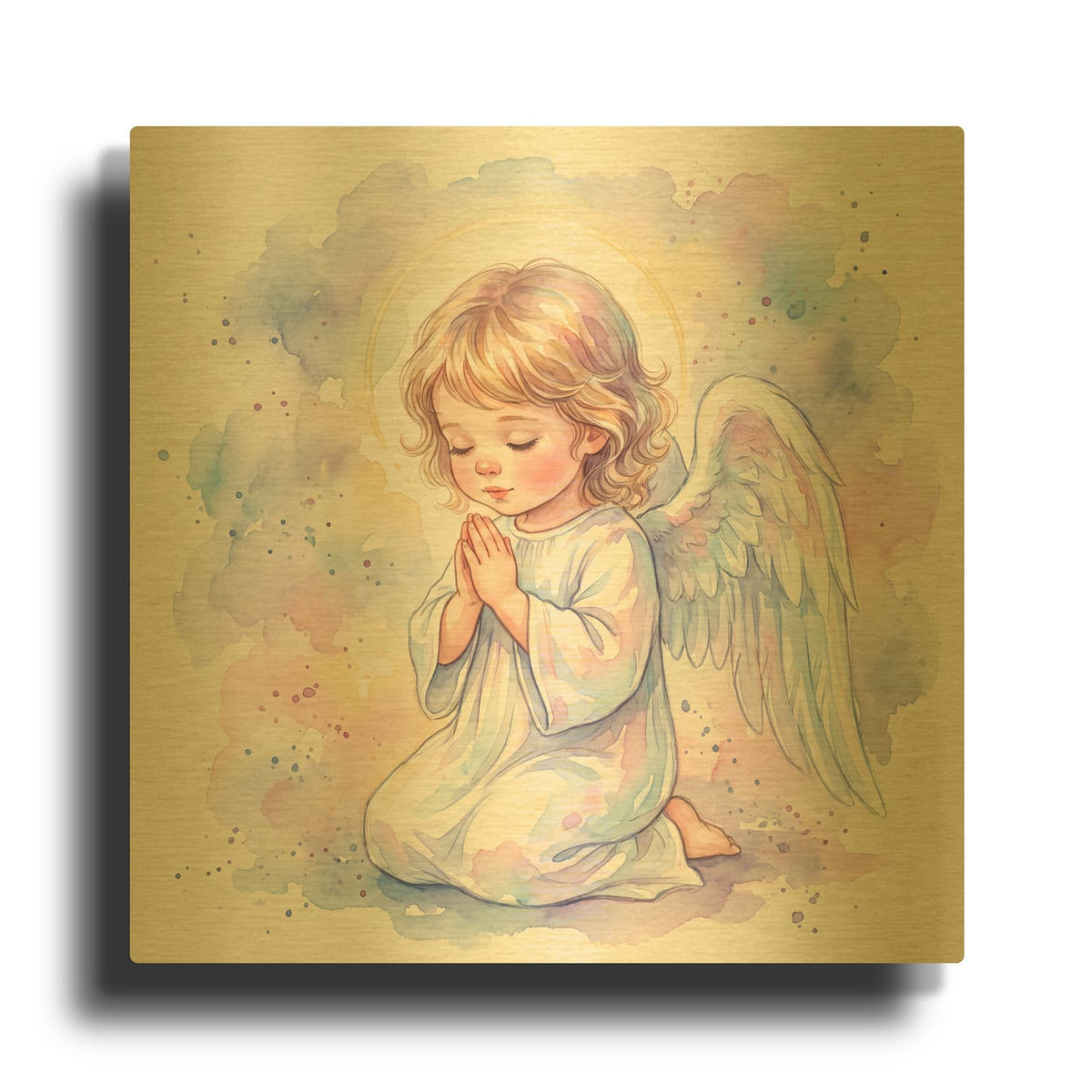 'Praying Angel' By Veve Gold Metal Wall Art