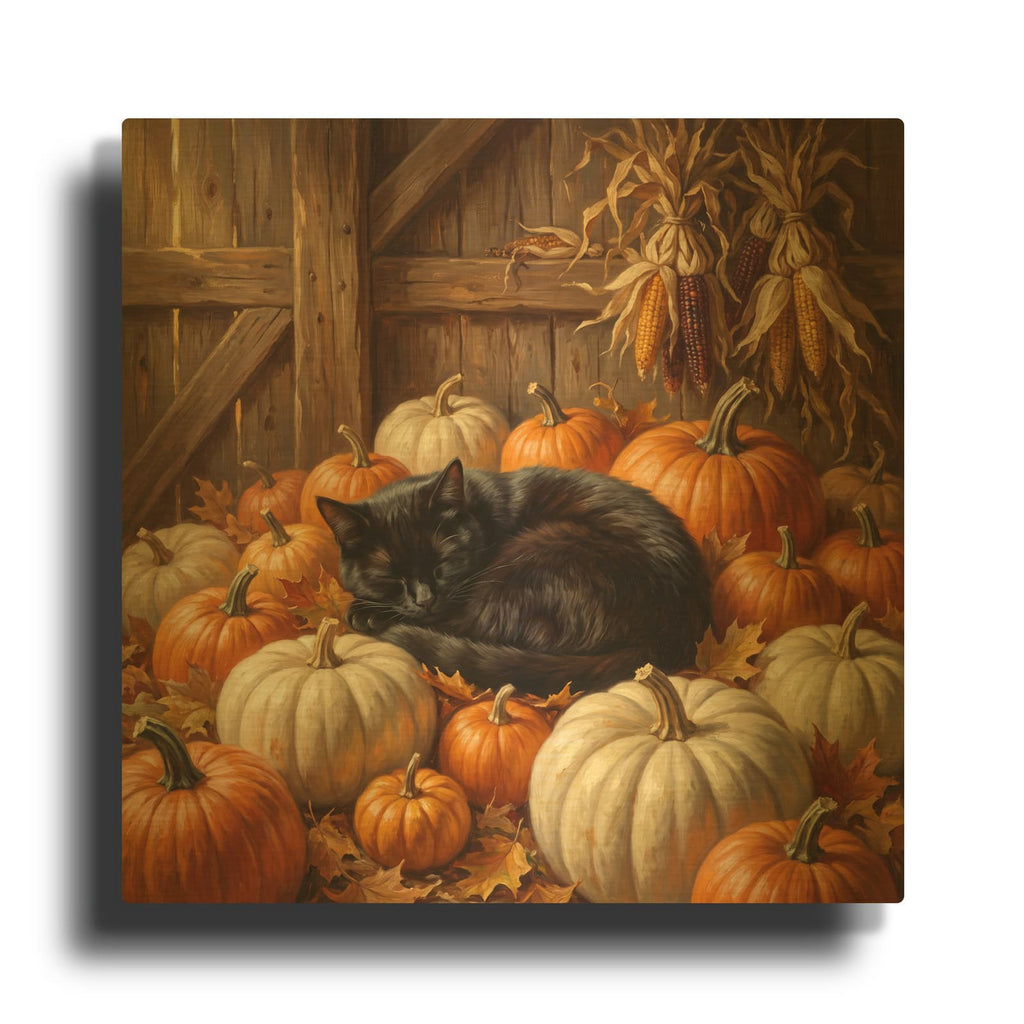 'Pumpkin Nap' By Veve Gold Metal Wall Art